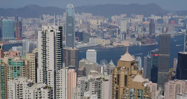 Victoria Peak Hong Kong Fevereiro 2021 Horizonte Cidade Hong Kong — Fotografia de Stock