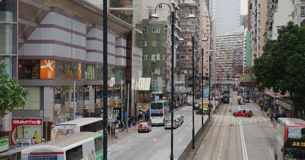 North Point Hong Kong Februari 2021 Tram Beweging Stad — Stockfoto