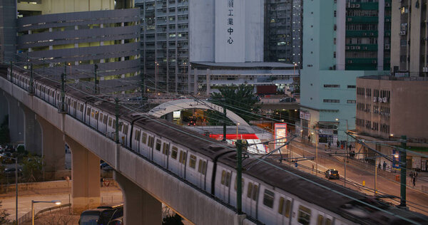 Kwai Fong, Hong Kong - 17 February 2021: Train come to the station