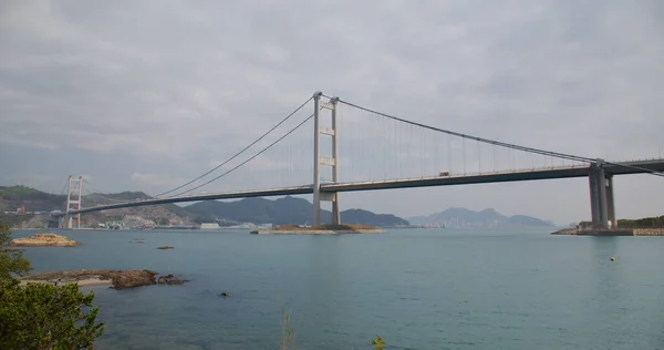 Tsing Ponte Suspensão Cidade Hong Kong — Fotografia de Stock