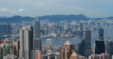 Victoria Peak, Hong Kong - 16 Temmuz 2020: Hong Kong silueti