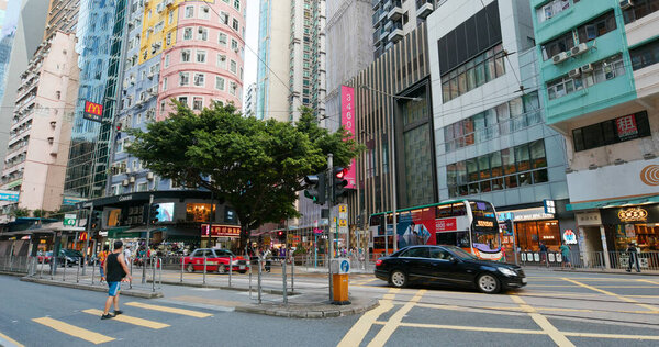 Wan Chai, Hong Kong - 06 September 2020: Hong Kong city street