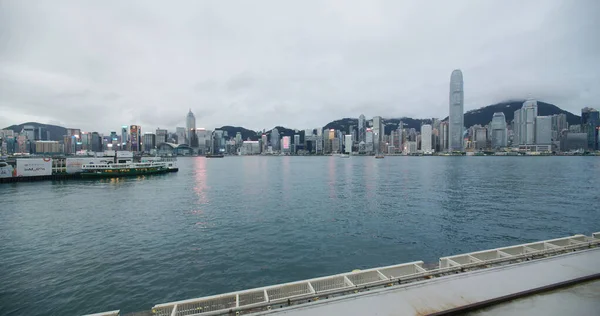 Victoria Kikötő Hongkong 2021 Február Hong Kong Város Éjszakája — Stock Fotó