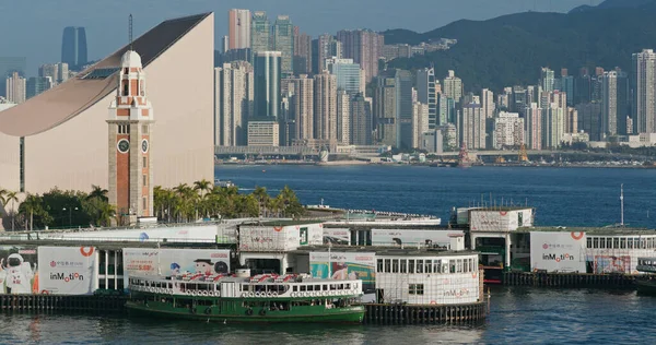Victoria Harbor Hongkong Februar 2021 Hongkongs Uhrturm — Stockfoto