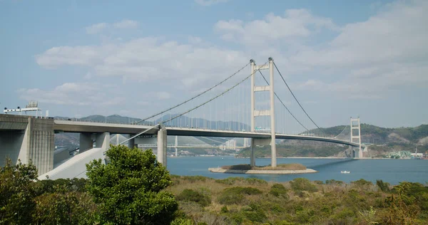 Tsing Suspension Bridge Hong Kong City — Stock Photo, Image