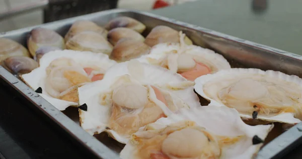 Fresh Scallop Prepare Barbecue — Stock Photo, Image