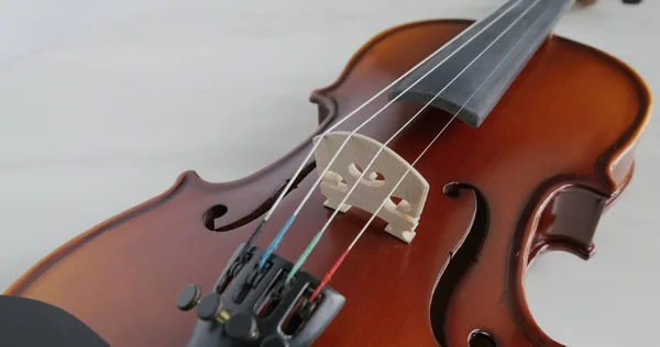 Violinsaite Und Steg Hautnah — Stockfoto
