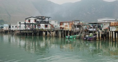 Tai O, Hong Kong - 27 Mart 2021: Hong Kong balıkçı köyü