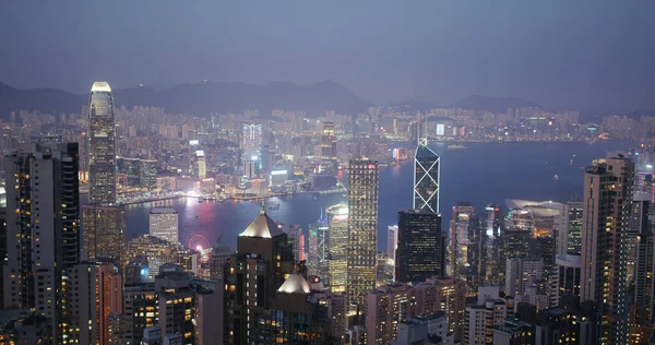 Victoria Peak Hong Kong February 2021 Hong Kong City Skyline — стокове фото