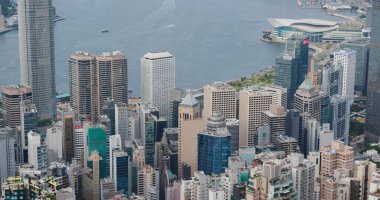 Victoria Peak, Hong Kong - 16 Temmuz 2020: Hong Kong silueti