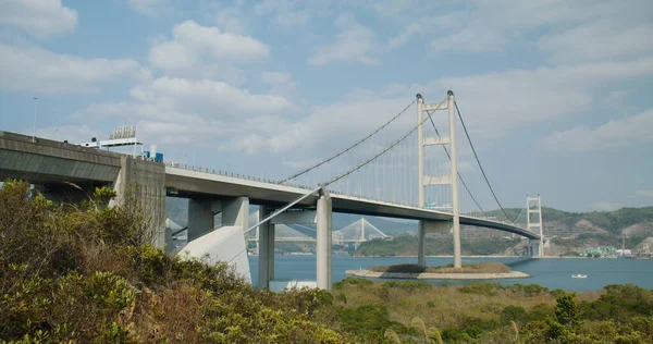 Tsing Ponte Suspensão Cidade Hong Kong — Fotografia de Stock