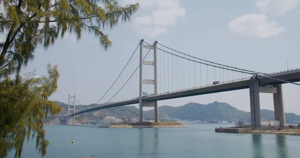 Puente Colgante Tsing Ciudad Hong Kong — Foto de Stock