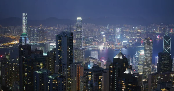 Victoria Peak Hong Kong Febrero 2021 Horizonte Ciudad Hong Kong — Foto de Stock