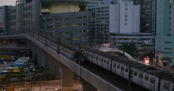 Kwai Fong, Hong Kong - 17 February 2021: Train come to the station