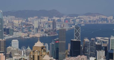 Victoria Peak, Hong Kong - 05 Şubat 2021: Hong Kong şehir silueti