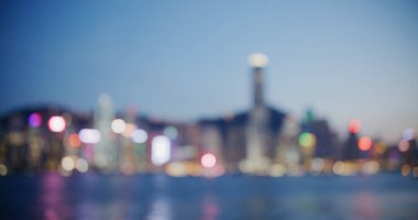 Hong Kong şehrinin bulanık görüntüsü
