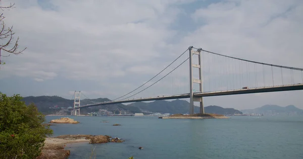 Puente Colgante Tsing Ciudad Hong Kong — Foto de Stock