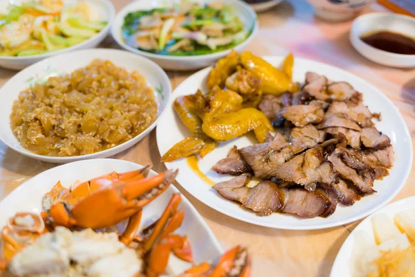 Domácí Večeře Pokrmy Stylu Hong Kongu — Stock fotografie
