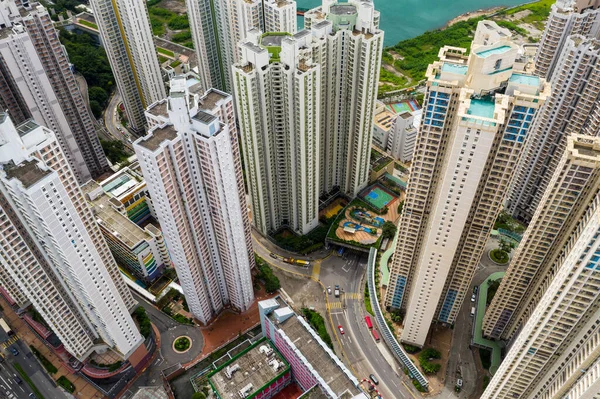 Vista Cima Para Baixo Distrito Residencial Hong Kong — Fotografia de Stock