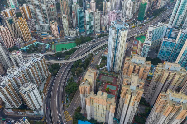 Sai Wan Hongkong December 2020 Ovanifrån Hongkong Bostäder — Stockfoto