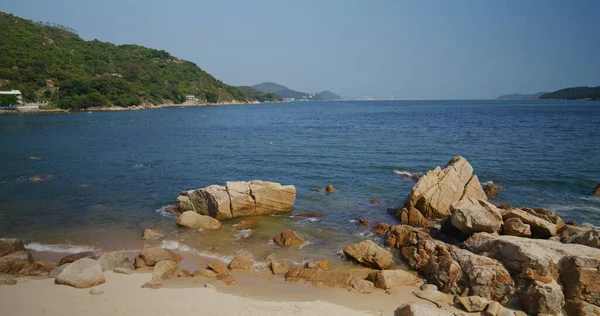 Rock Stone Praia Areia Ilha Lantau — Fotografia de Stock