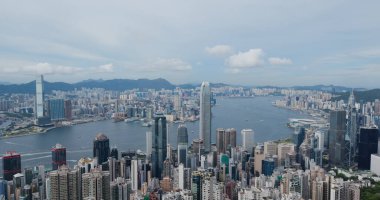 Victoria Peak, Hong Kong - 16 Temmuz 2020: Hong Kong şehir simgesi