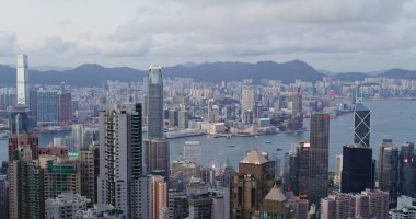 Hong Kong - 30 Mayıs 2021: Geceleyin Hong Kong