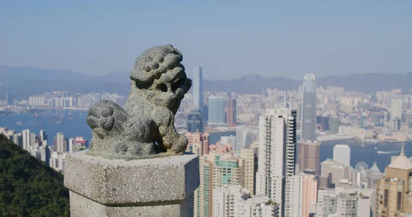 Victoria Peak Hong Kong February 2021 Hong Kong City Lion — Stock Photo, Image