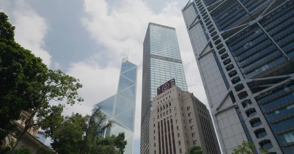 Central Hong Kong Abril 2021 Vista Ángulo Bajo Torre Negocios —  Fotos de Stock