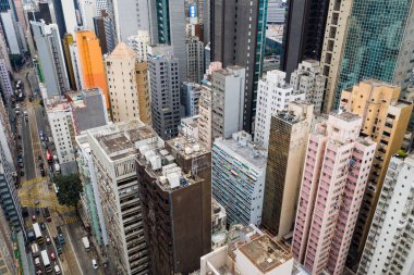 Causeway Bay, Hong Kong - 11 Ocak 2021: Hong Kong şehrinin üst manzarası
