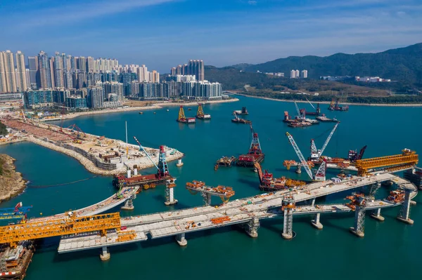 Tseung Kwan Hong Kong Diciembre 2020 Puente Cruzado Construcción —  Fotos de Stock