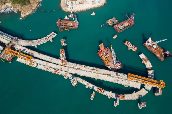 Tseung Kwan Hongkong Dezember 2020 Bau Befindliche Hafenbrücke Überqueren — Stockfoto