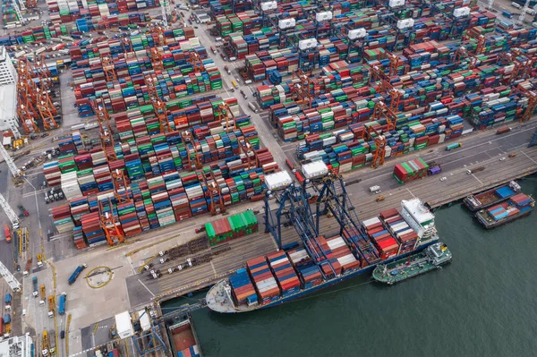 Kwai Chung Hong Kong Junio 2021 Drone Vuela Sobre Puerto —  Fotos de Stock