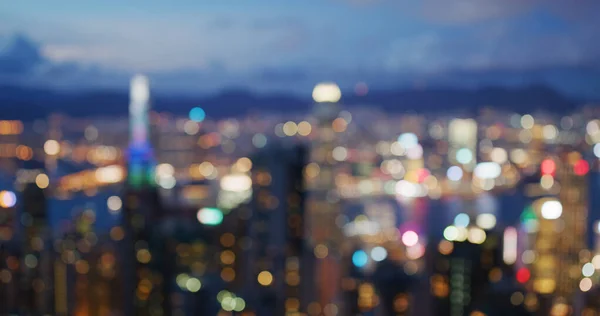 Vista Borrosa Noche Ciudad Hong Kong — Foto de Stock