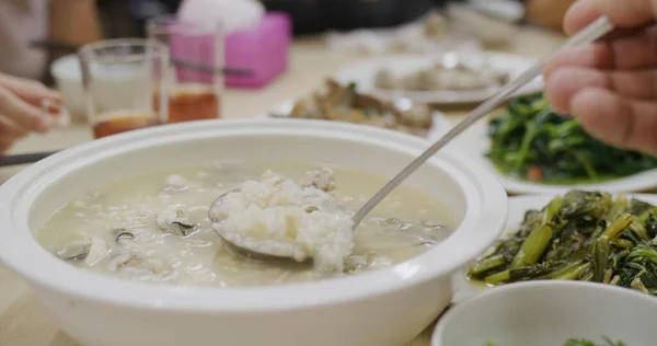 Chaozhou Styl Ústřice Congee Restauraci — Stock fotografie