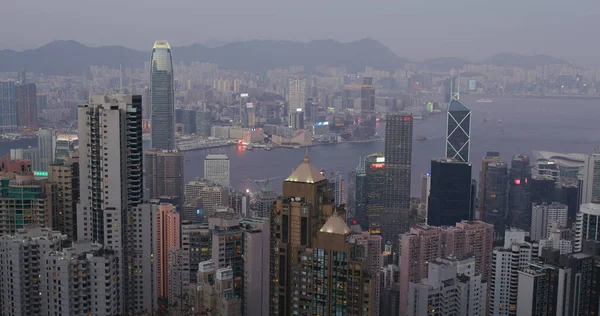 Victoria Peak Hongkong Februar 2021 Hongkong Bei Nacht — Stockfoto