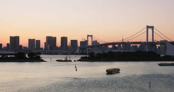 Tokio Japan Juli 2019 Odaiba Stadslandschap Bij Zonsondergang — Stockfoto