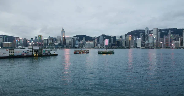 Victoria Harbor Hong Kong February 2021 Hong Kong City Night — Stock Photo, Image