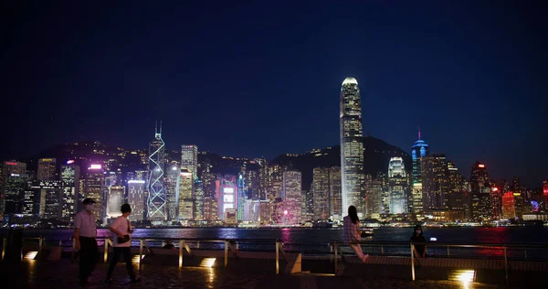 Victoria Harbor Hong Kong Abril 2021 Noite Cidade Hong Kong — Fotografia de Stock