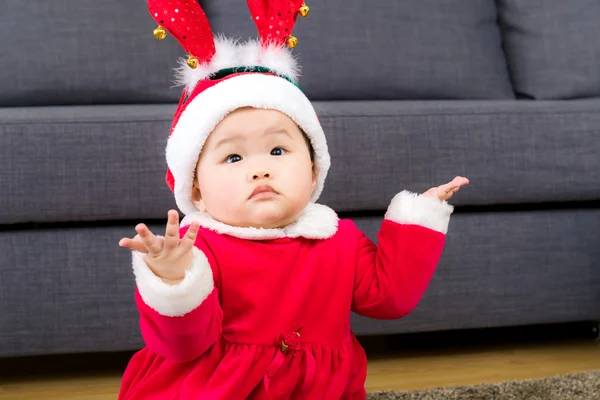 Asian baby girl with christmas dressing — Stock Photo, Image