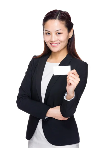 Businesswoman with name card — Stock Photo, Image