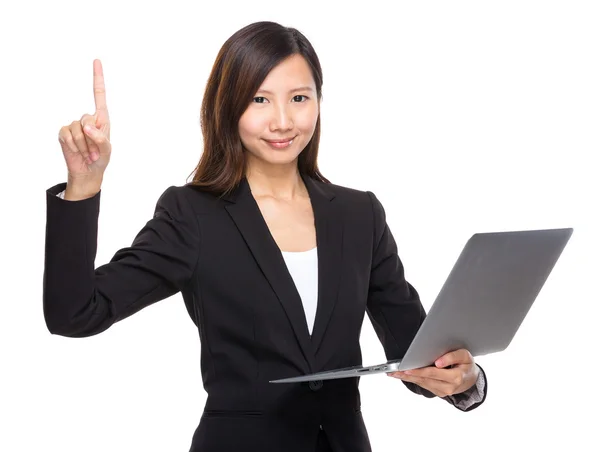 Asian female with laptop — Stock Photo, Image