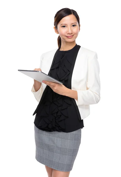 Business assistant use of tablet — Stock Photo, Image