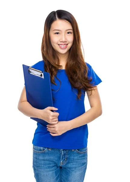 Asian woman with clipboard — Stock Photo, Image