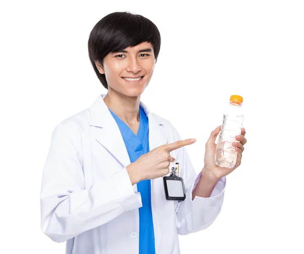 Doctor with water bottle — Stock Photo, Image