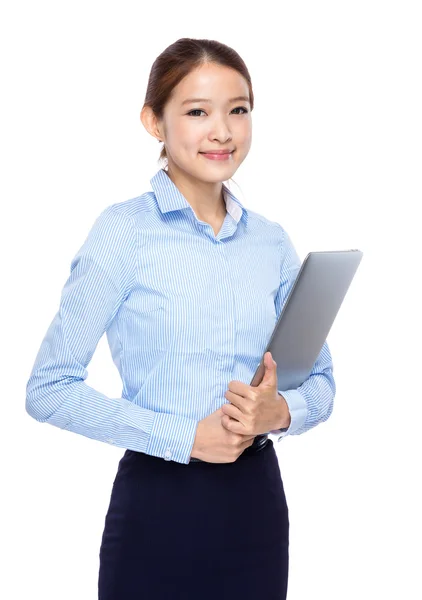 Businesswoman with notebook computer — Stock Photo, Image