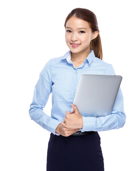 Businesswoman with laptop computer — Stock Photo, Image