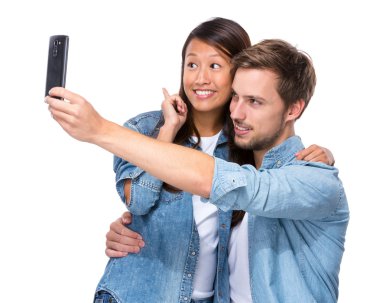 mutlu çift selfie al