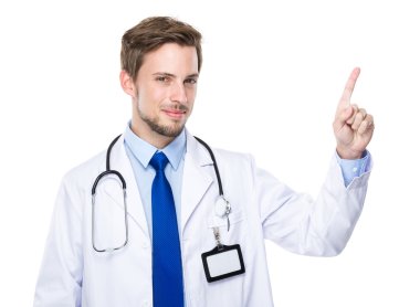 Medical doctor with finger up clipart