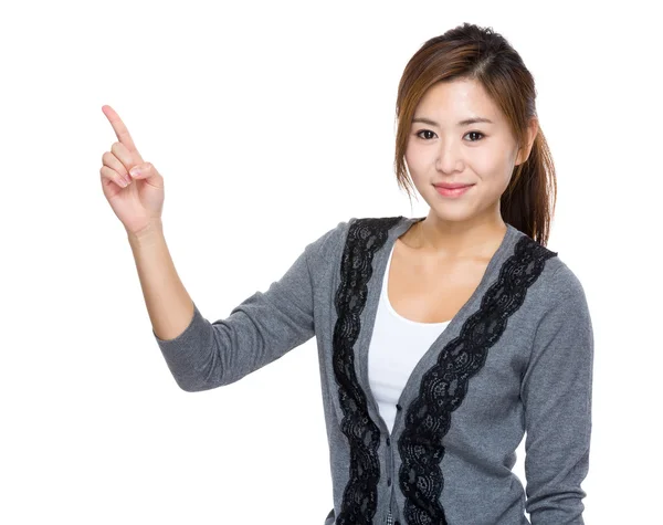 Asiatisk kvinna finger upp — Stockfoto